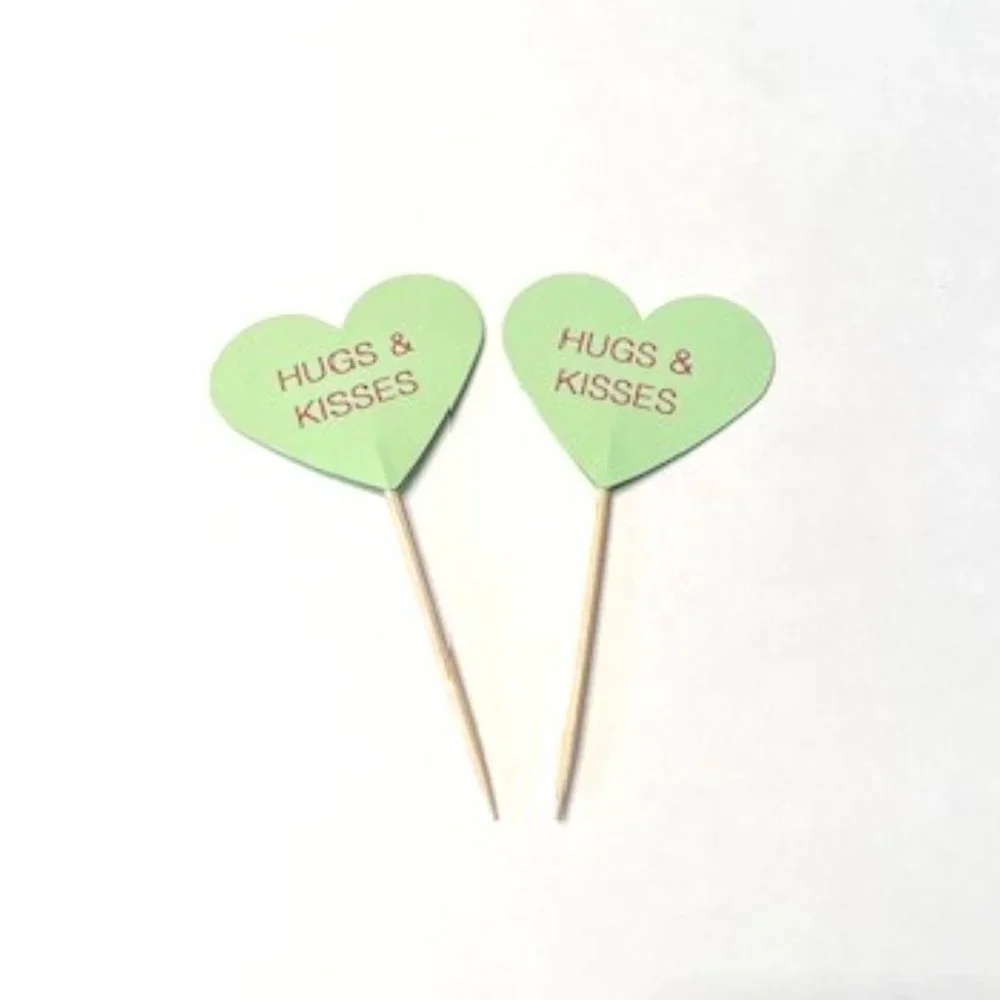 Set of 24 Valentine Heart Cupcake Toppers